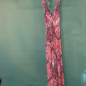 IN THE MIX Pink Geometric Print Long Dress